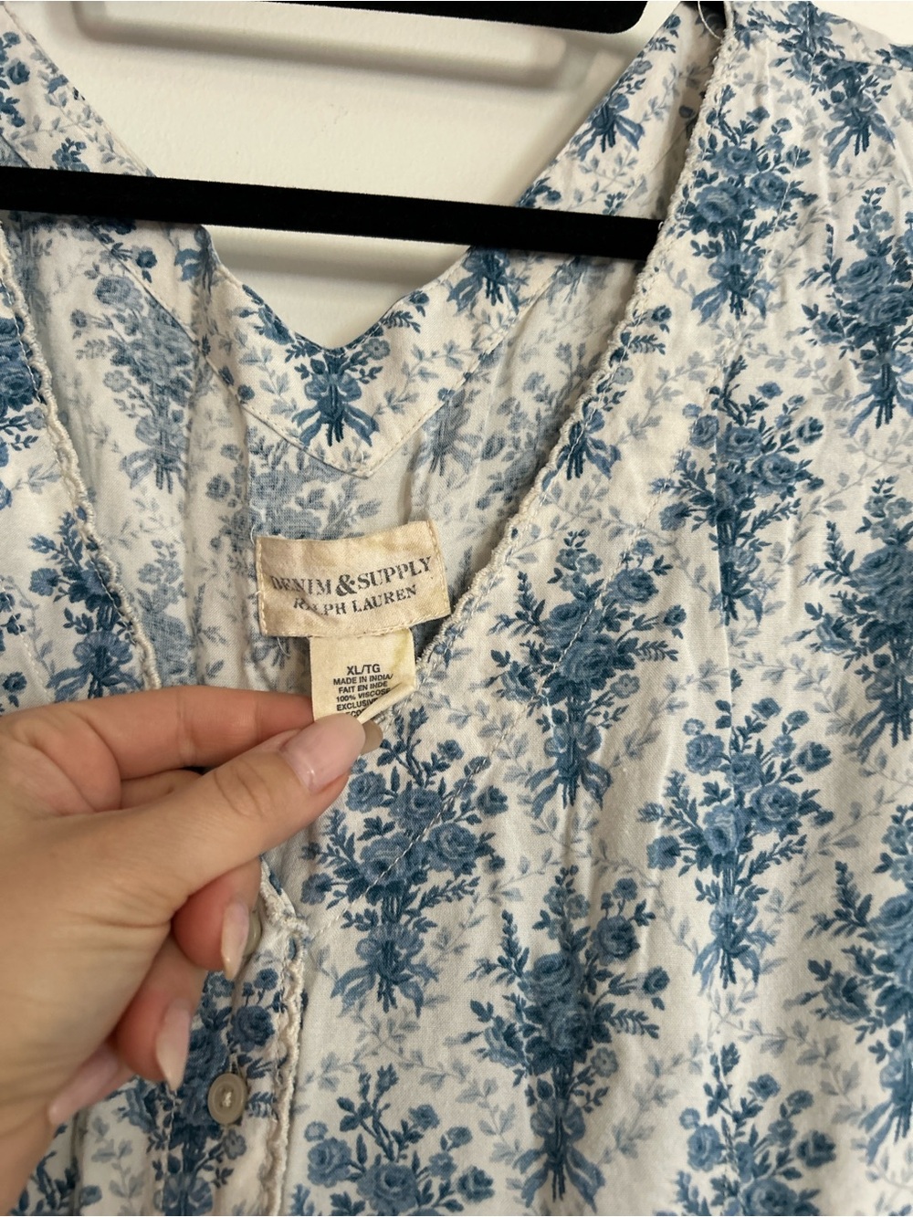 Denim & Supply Ralph Lauren Cream Dress with Blue Floral Print - Picture 2 of 3